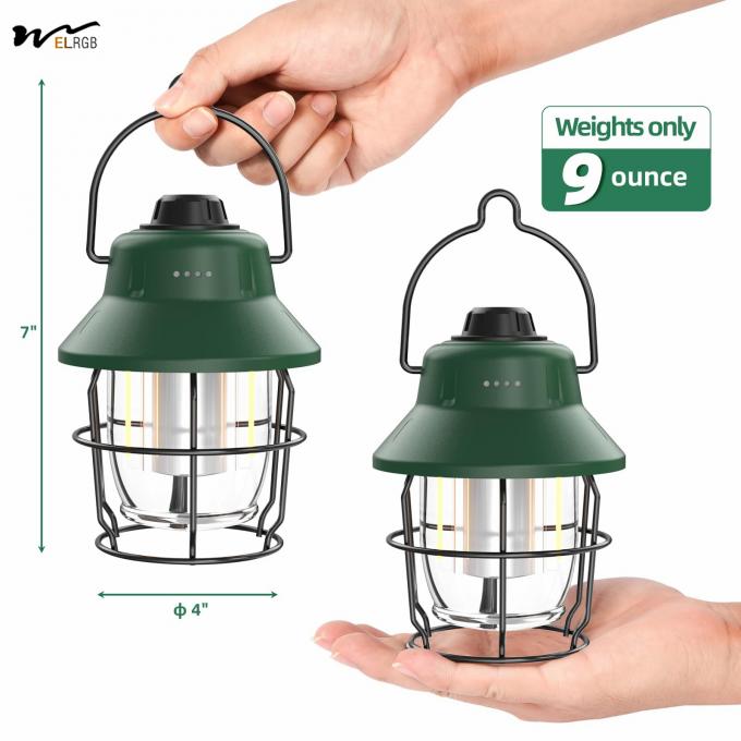 Mini Retro Camping Lights 1000LM Rechargeable LED Camping Lantern Waterproof 3 Light Modes 7