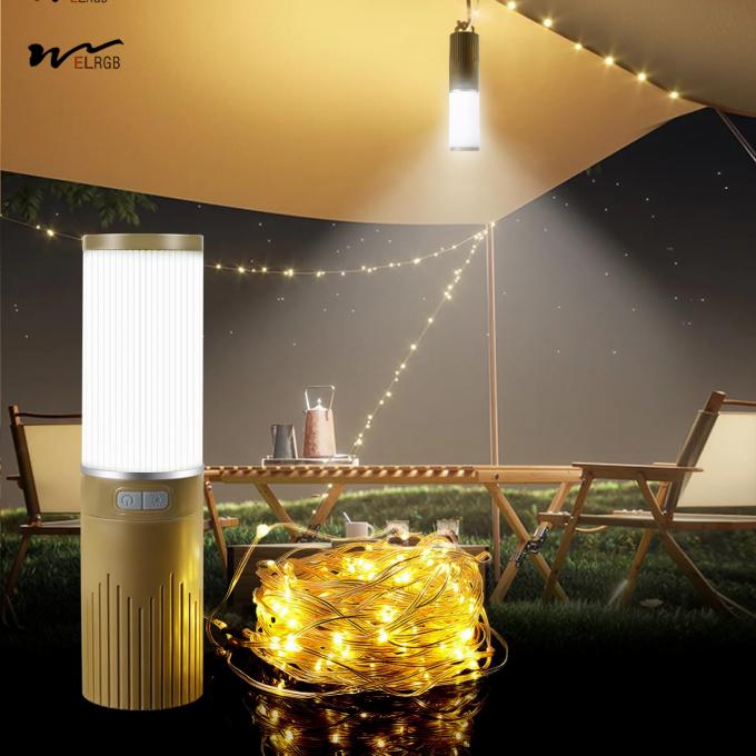 150-Light Plastic Camping Lantern with 49.2FT String 2 in 1 Warm White LED Tent Light 2