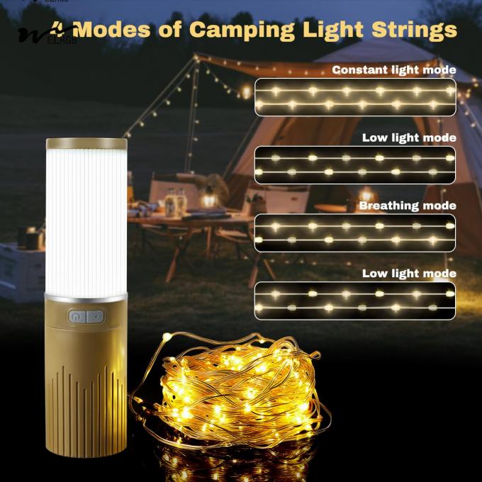150-Light Plastic Camping Lantern with 49.2FT String 2 in 1 Warm White LED Tent Light 4