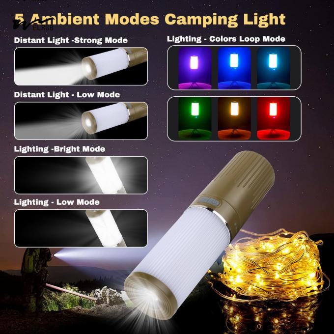 150-Light Plastic Camping Lantern with 49.2FT String 2 in 1 Warm White LED Tent Light 5
