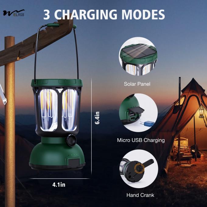 Waterproof 650LM Hand Crank Solar Battery Powered Rechargeable LED Camping Lantern 6