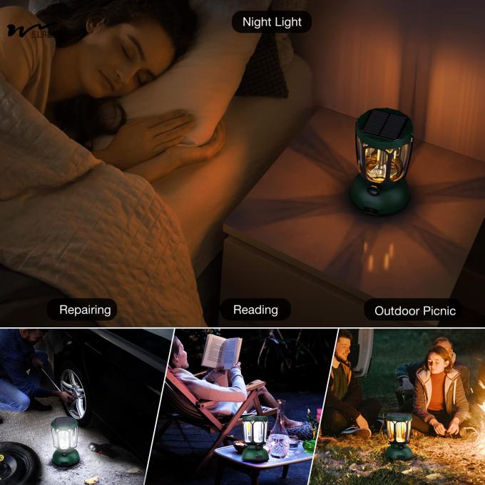 Waterproof 650LM Hand Crank Solar Battery Powered Rechargeable LED Camping Lantern 7