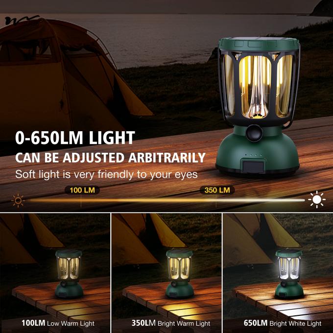 Waterproof 650LM Hand Crank Solar Battery Powered Rechargeable LED Camping Lantern 5
