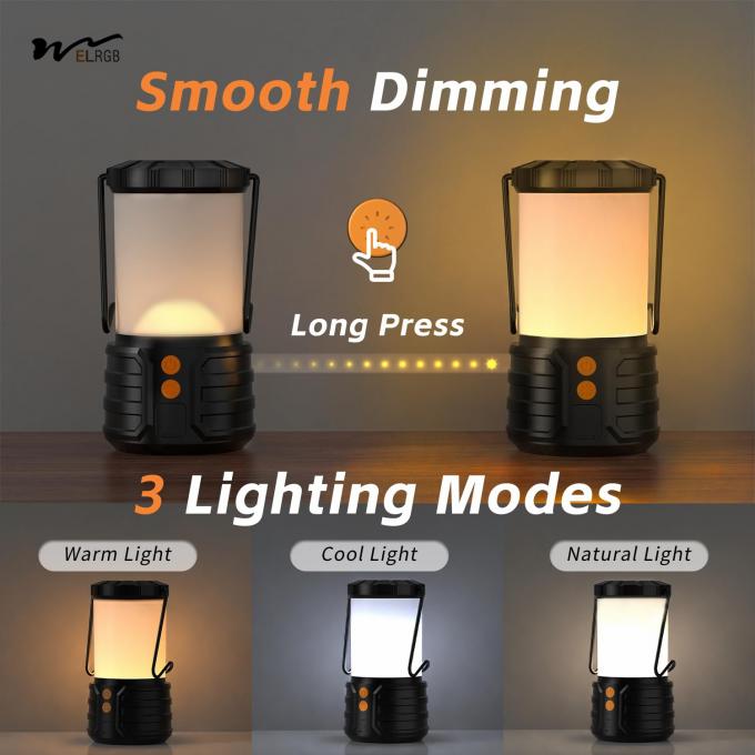 Water Resistant LED Rechargeable Camping Lantern 4000 mAh Capacity 3 Lighting Modes 2- 4