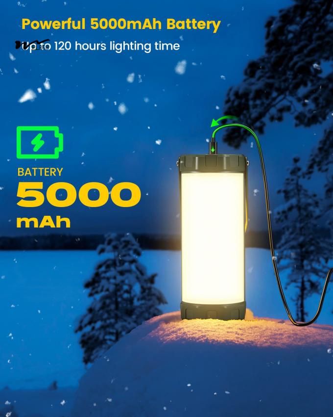 106LED Camping Lantern 5 Brightness Levels Up to 1200LM 3 Modes SOS 80hrs Working Time IP68 Waterproof Emergency Light 5