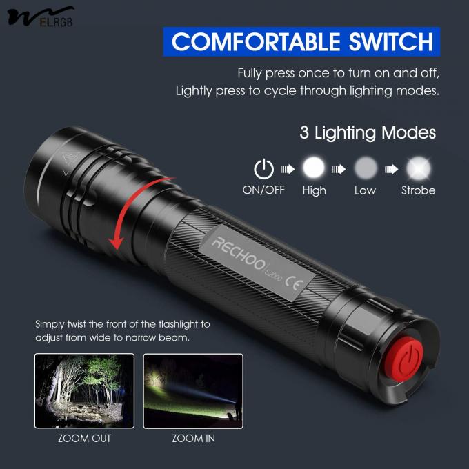 Emergency Lighting Solutions Powered LED Flashlight with 3 Modes and Zoomable Design 4
