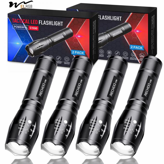 Tactical Flashlights 4 Pack High Lumens 5 Modes Waterproof Portable Pocket Flash Light 2