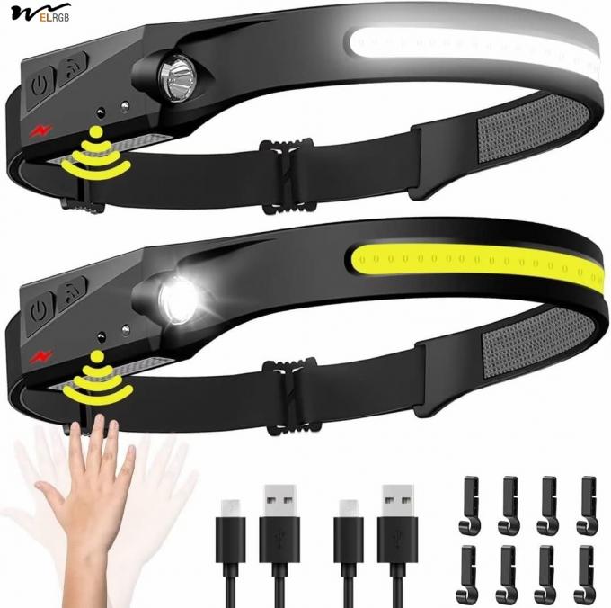 Rechargeable 2PCS 230 degrees Wide Beam Head Light Flashlight for Camping Gear Adults 2