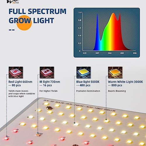 LED Plant Growth Light 480W BU4800 for Daisy Chain Dimmable Adjustable LEDs Grow Lights 5