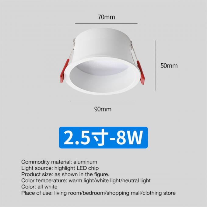 Intelligent Infinite Dimming Dual Color Embedded Spotlight for Living Room 6-20 Watts 9