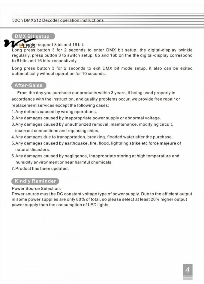 Customizable 32 Channel 96A RGBW DMX 512 LED Decoder Controller for Lighting Solutions 7