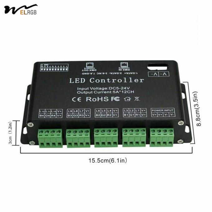 12 Channel DMX Decoder RGB LED Light Strip Controller Driver DC5V-24V LED Module Light 4