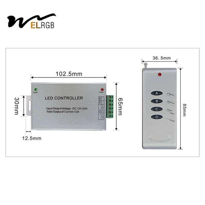 DC12V 24V Led Rgb Strip Rf Controller 288W Led Controller Rf Remote 1