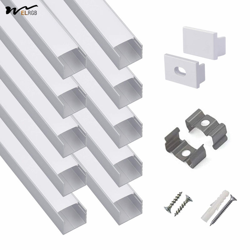 Plus-Size U Shape LED Aluminum Channel System with Milky Cover 10-Pack 6.6ft/2Meter