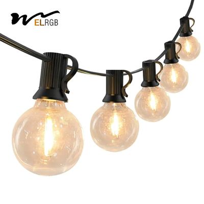 Good price 7.6m-45m Outdoor Plastic Bulb String Lights Soft Warm White AC 220V online
