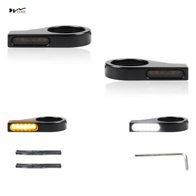 Good price 12 Ounces Motorcycle Front Fork LED Turn Signals with Amber Blinkers and Mounting Bracket online