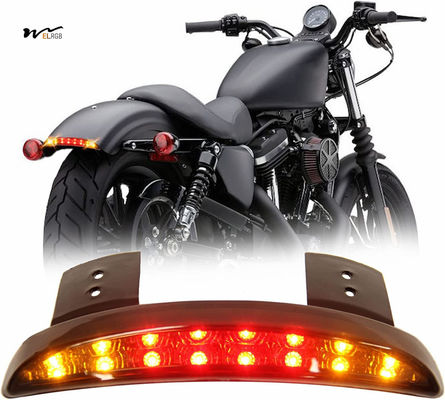 Good price Motorcycle LED Rear Fender Edge Brake Light with License Plate Tail Light Black Lens online