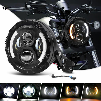 Good price Motorcycle Headlights with Housing Bucket 7Inch Round LED DRL and Amber Turn Signals online
