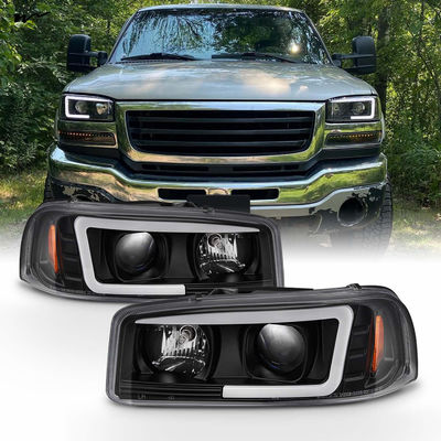 Good price Waterproof Black LED Tube Projector Headlights Driver Passenger Side Pair Head Lights online