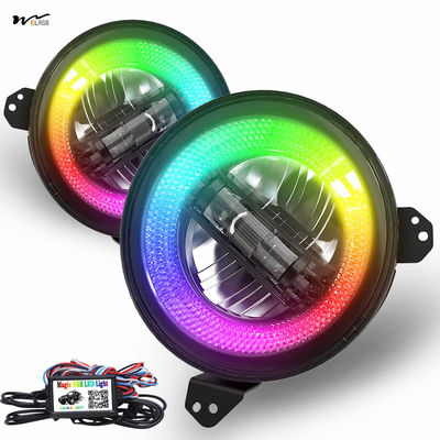 Good price LED Headlights with Bl-ue-tooth Control 9 Inch Hi/Lo Beam DRL and 121 RGB Functions online