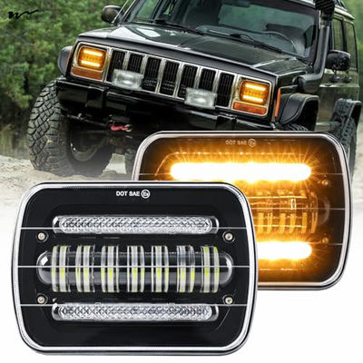 Good price 100W 9880LM DOT Amber/White DRL Turn Signal Rectangular Headlamp Special Feature High Beam online