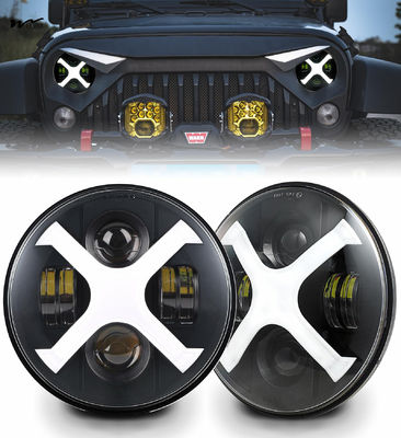 Good price 7inch Round LED Headlights X-Style White DRL Blue Turn Signal Vehicle Service Type Car online