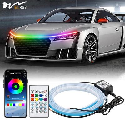 Good price Car Engine Hood Decorative Headlights 12V RGB Multi-Color Waterproof Hood Light Strip online