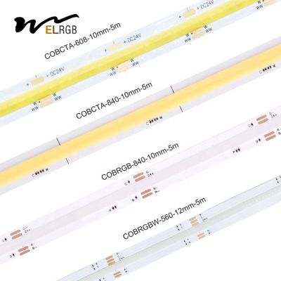 608LED Dimmable Cob Led Strip 10mm 5m Led Strip Lights With Adhesive Backing
