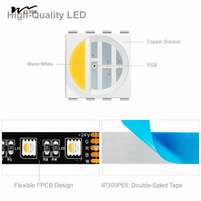 LED Tape Lights BRGB Warm White 4 Colors in 1 5m 16.4ft 60LEDs/m IP65 Waterproof