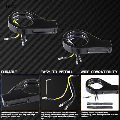 12 Ounces Motorcycle Front Fork LED Turn Signals with Amber Blinkers and Mounting Bracket