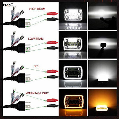 High/Low Beam LED Headlights with Halo Angel Eyes DRL Turn Signal Light 5x7/7x6 Chips
